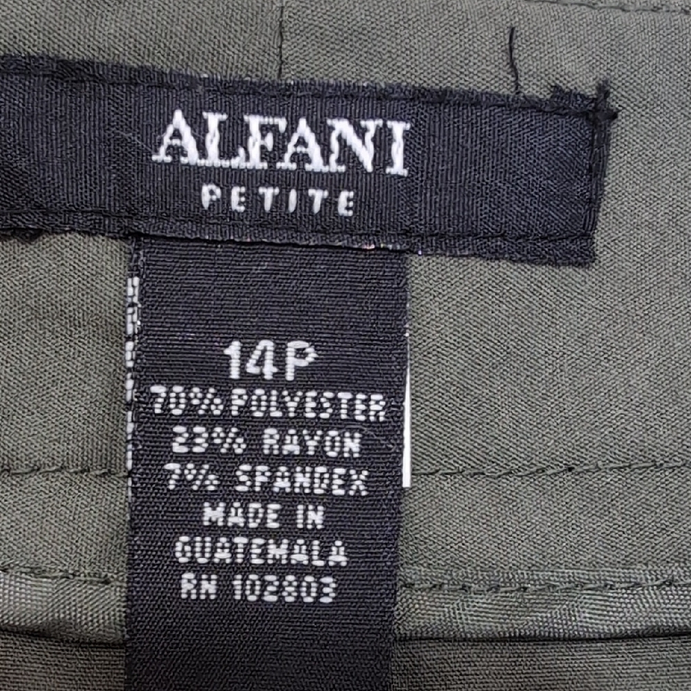 Alfani | Olive Green Stretch Comfy Trousers Comfy Office Size 14P - Picture 8 of 11